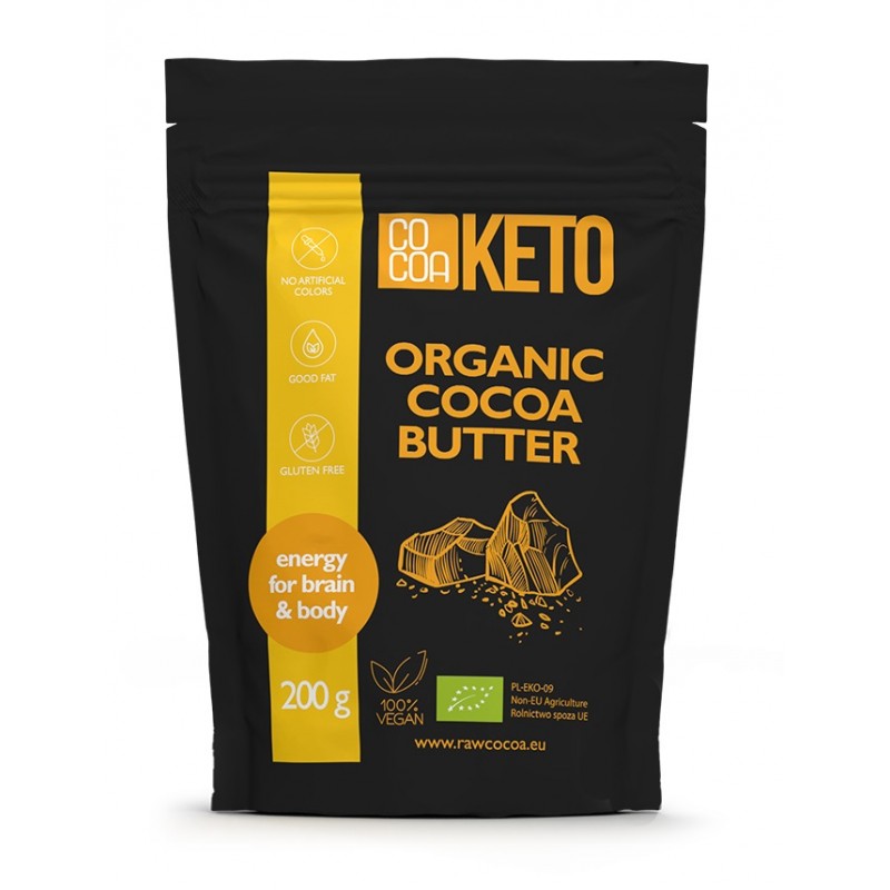 TŁUSZCZ KAKAOWY KETO BEZGLUTENOWY BIO 200 g - COCOA