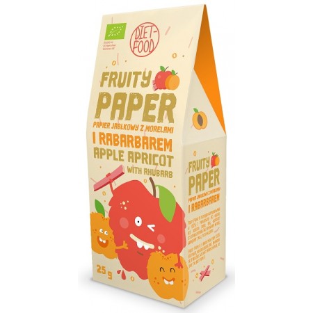 PAPIER OWOCOWY JABŁKO - MORELA - RABARBAR BIO 25 g - DIET-FOOD