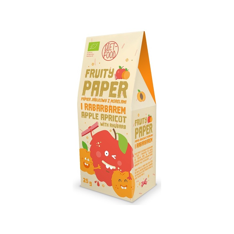 PAPIER OWOCOWY JABŁKO - MORELA - RABARBAR BIO 25 g - DIET-FOOD