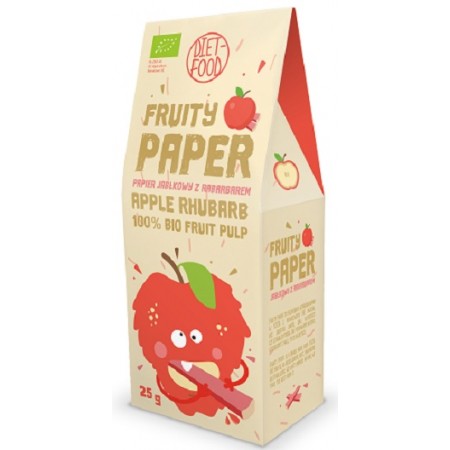 PAPIER OWOCOWY JABŁKO - RABARBAR BIO 25 g - DIET-FOOD