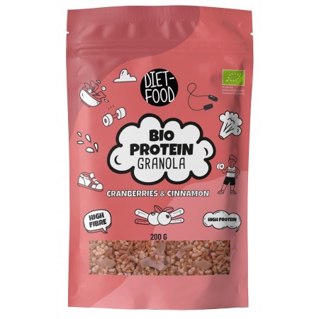 GRANOLA PROTEINOWA ŻURAWINA I CYNAMON BIO 200 g - DIET-FOOD