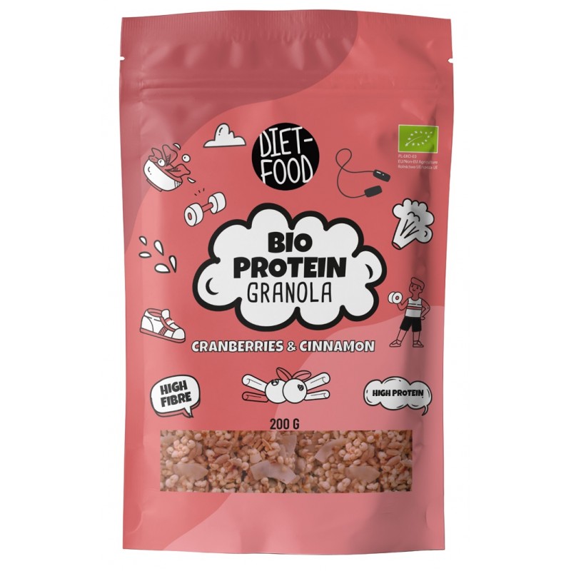 GRANOLA PROTEINOWA ŻURAWINA I CYNAMON BIO 200 g - DIET-FOOD