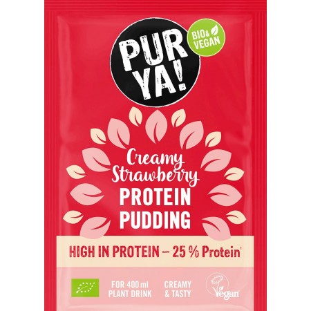 BUDYŃ PROTEINOWY O SMAKU TRUSKAWKOWYM BIO 44 g - BIOVEGAN (PUR YA!)