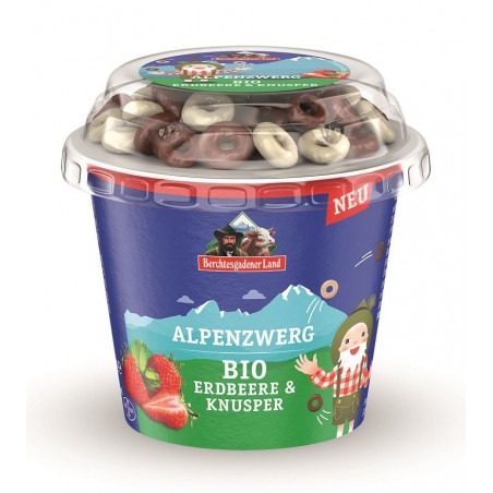 JOGURT TRUSKAWKOWY Z CHRUPKAMI CZEKOLADOWYMI BIO 137 g - BERCHTESGADENER LAND