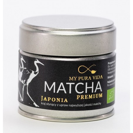 HERBATA ZIELONA MATCHA PREMIUM JAPOŃSKA BIO 30 g - MY PURA VIDA