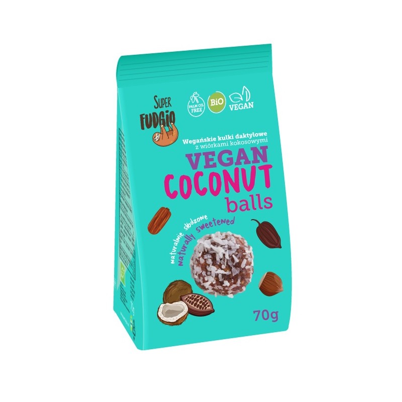 KULKI DAKTYLOWE Z WIÓRKAMI KOKOSOWYMI BIO 70 g - ME GUSTO (SUPER FUDGIO)