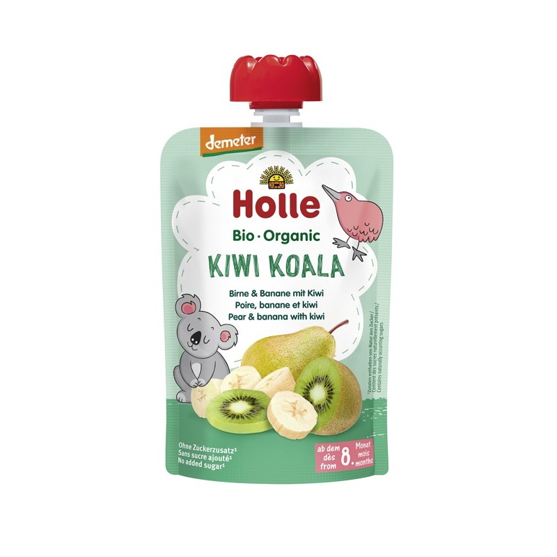 MUS W TUBCE KIWI KOALA (GRUSZKA - BANAN - KIWI) BEZ DODATKU CUKRÓW OD 8 MIESIĄCA DEMETER BIO 100 g - HOLLE