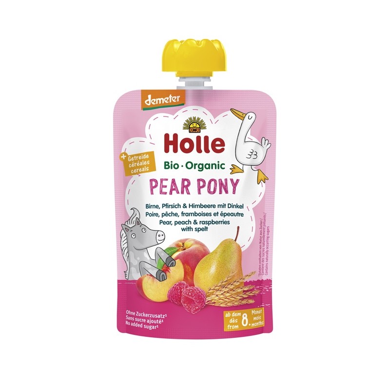 MUS W TUBCE GRUSZKOWY KUCYK (GRUSZKA - BRZOSKWINIA - MALINA - ORKISZ) BEZ DODATKU CUKRÓW OD 8 MIESIĄCA DEMETER BIO 100 g - HOL