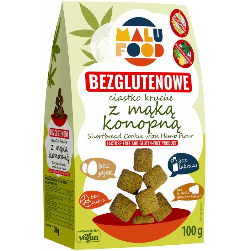 CIASTKA KRUCHE Z MĄKĄ KONOPNĄ BEZ CUKRU BEZGLUTENOWE 100 g - MALU FOOD