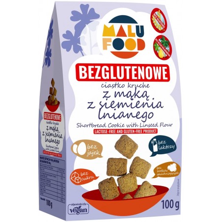 CIASTKA KRUCHE Z MĄKĄ Z SIEMIENIA LNIANEGO BEZ CUKRU BEZGLUTENOWE 100 g - MALU FOOD