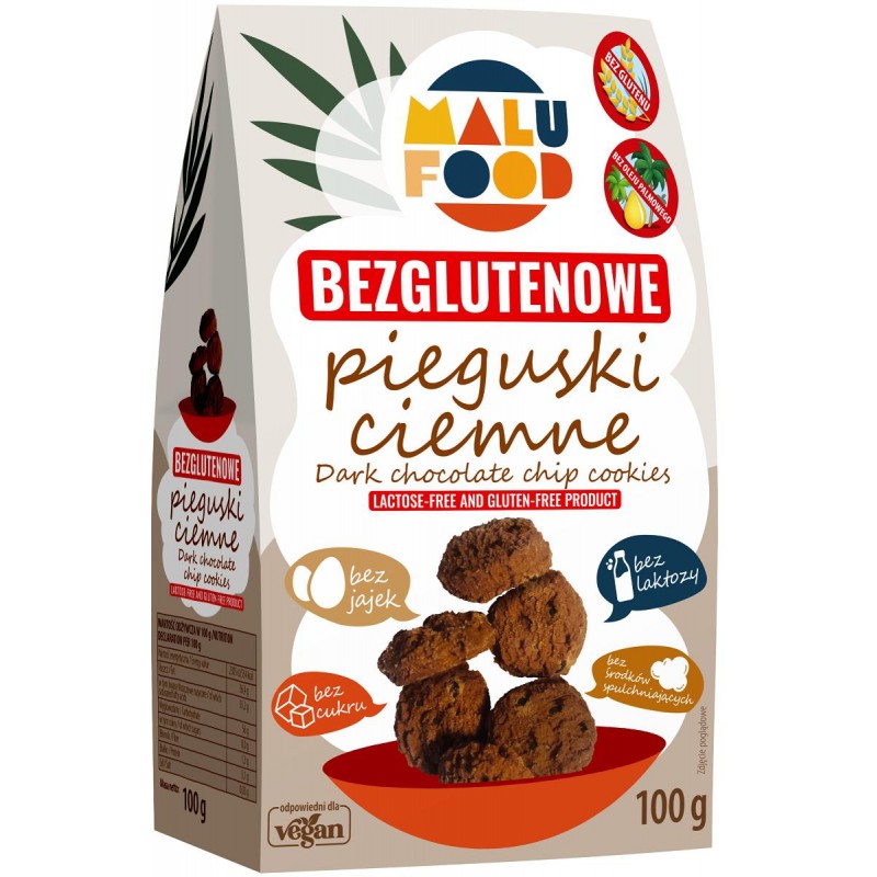 CIASTKA PIEGUSKI CIEMNE BEZ CUKRU BEZGLUTENOWE 100 g - MALU FOOD