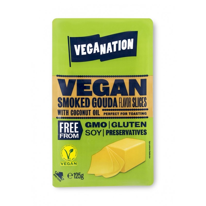 WEGAŃSKIE PLASTRY O SMAKU WĘDZONEJ GOUDY BEZGLUTENOWE 125 g - VEGANATION