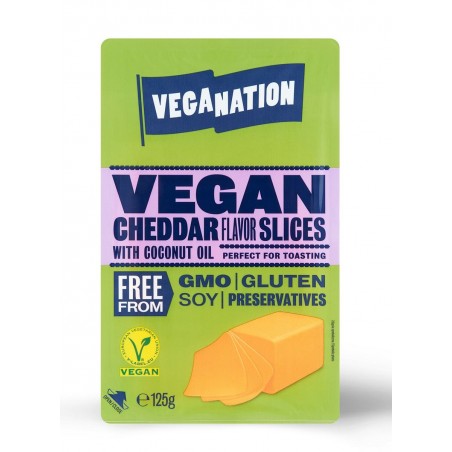 WEGAŃSKIE PLASTRY O SMAKU CHEDDARA BEZGLUTENOWE 125 g - VEGANATION