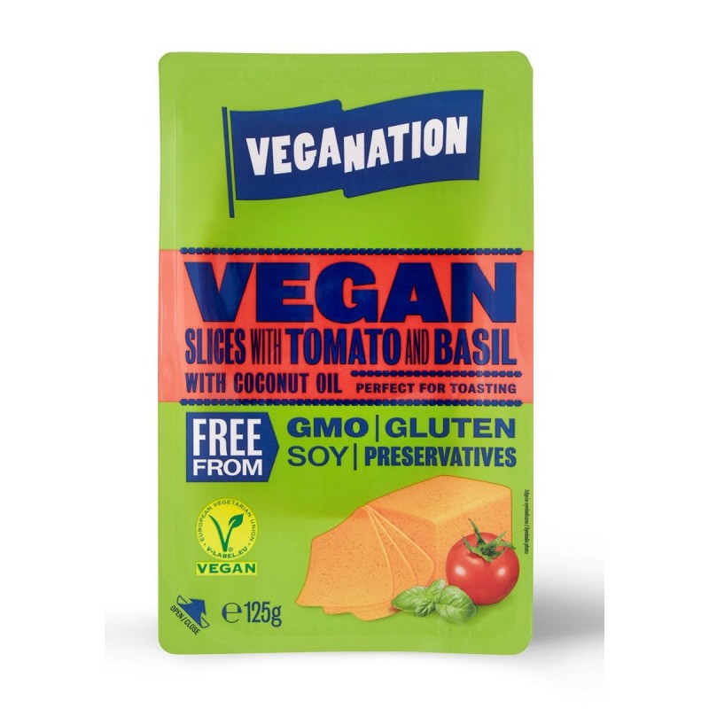 WEGAŃSKIE PLASTRY O SMAKU POMIDORA I BAZYLII BEZGLUTENOWE 125 g - VEGANATION