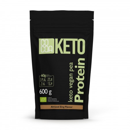 BIAŁKO Z GROCHU Z OLEJEM MCT O SMAKU MIGDAŁOWYM KETO BIO 600 g - COCOA