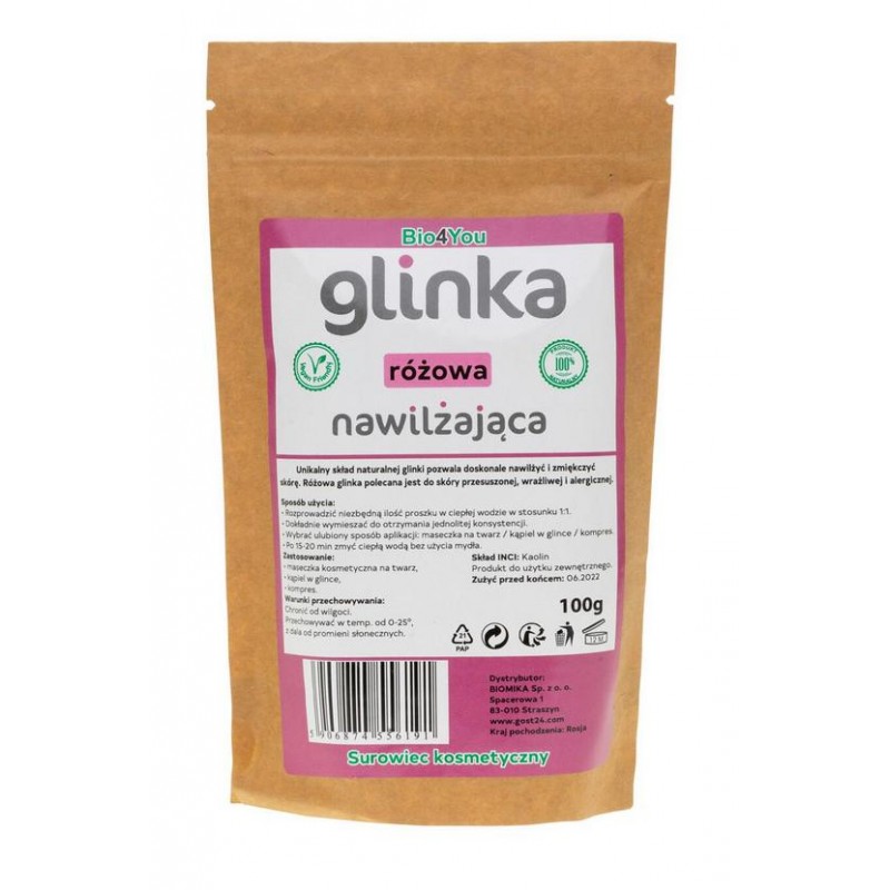 GLINKA KOSMETYCZNA RÓŻOWA NAWILŻAJĄCA 100 g - BIOMIKA (BIO4YOU)