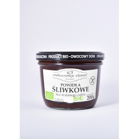 POWIDŁO ŚLIWKOWE BEZ DODATKU CUKRU BEZGLUTENOWE BIO 200 g - OWOCOWY DOM