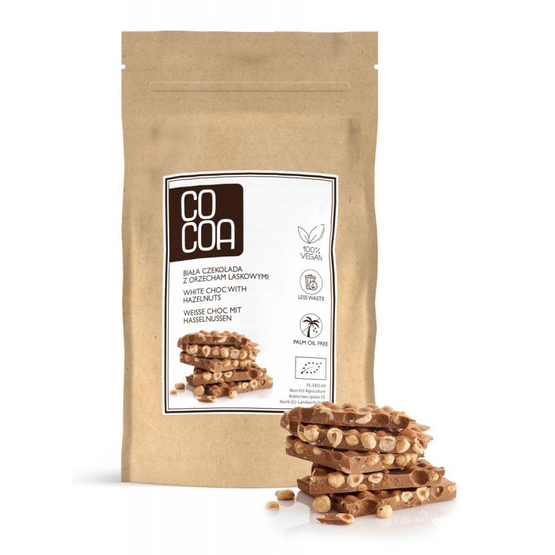 TABLICZKI BIAŁE Z ORZECHAMI LASKOWYMI BIO 200 g - COCOA