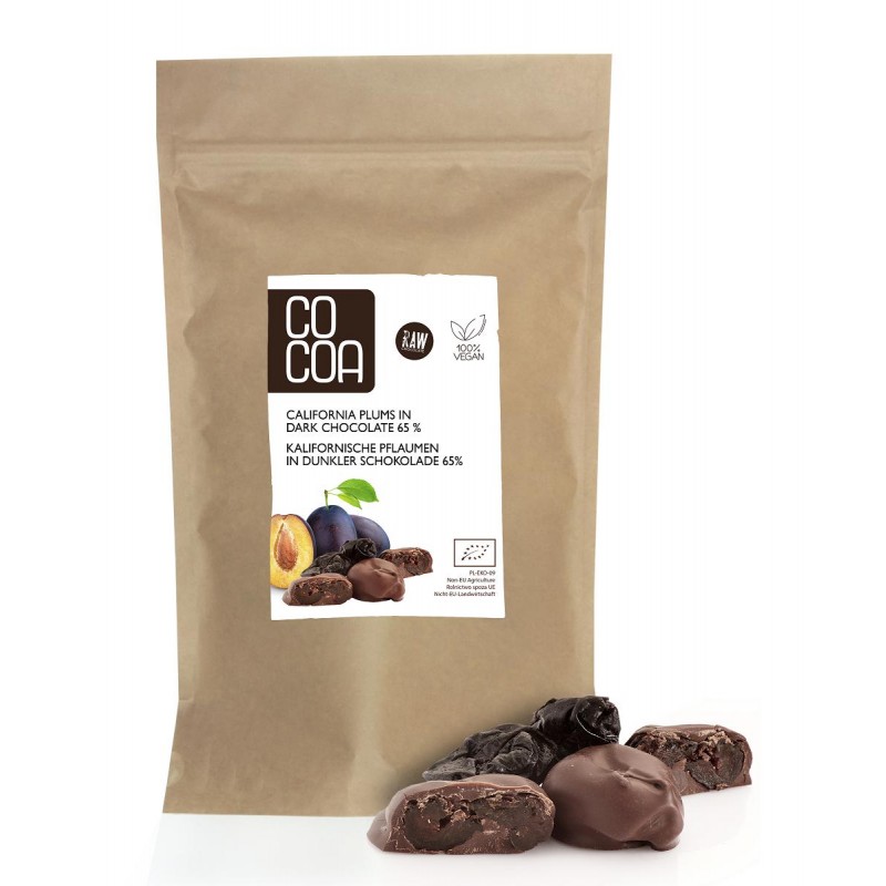ŚLIWKI KALIFORNIJSKIE W CZEKOLADZIE CIEMNEJ BIO 200 g - COCOA