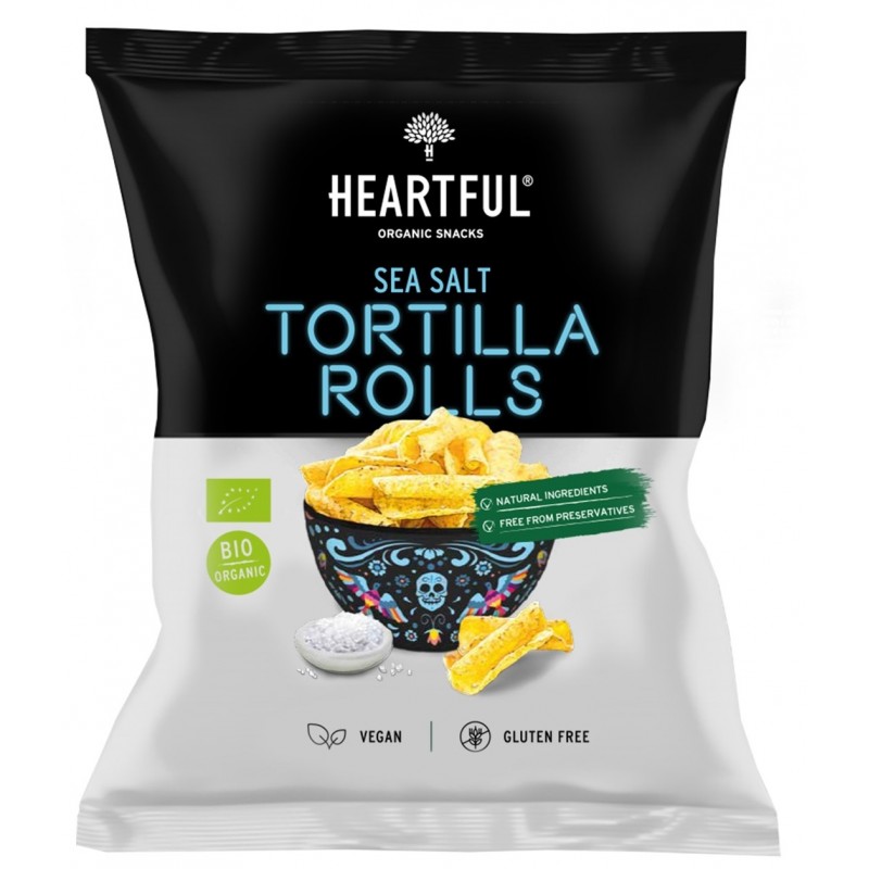 Chipsy tortilla rolls z solą morską BEZGL. BIO 125 g