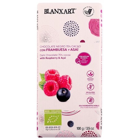 Czekolada gorzka 70% z malinami i acai BEZGL. BIO 100 g