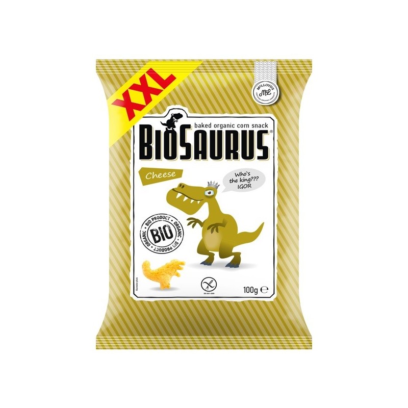 Chrupki kukurydziane Dinozaury o smaku serowym XXL BEZGL. BIO 100 g