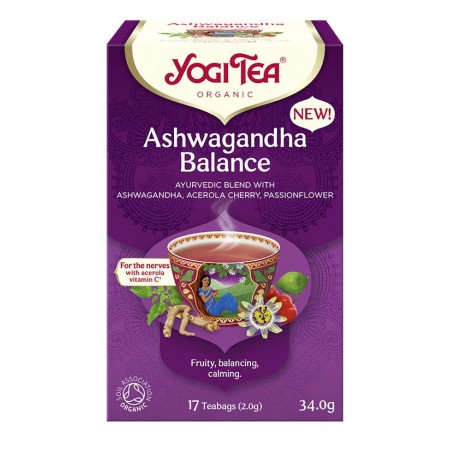HERBATKA AJURWEDYJSKA RÓWNOWAGA Z ASHWAGANDHĄ (ASHWAGANDHA BALANCE) BIO (17 x 2 g) 34 g - YOGI TEA