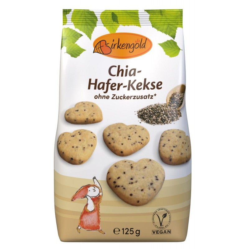 CIASTKA OWSIANE Z CHIA BEZ DODATKU CUKRU 125 g - BIRKENGOLD