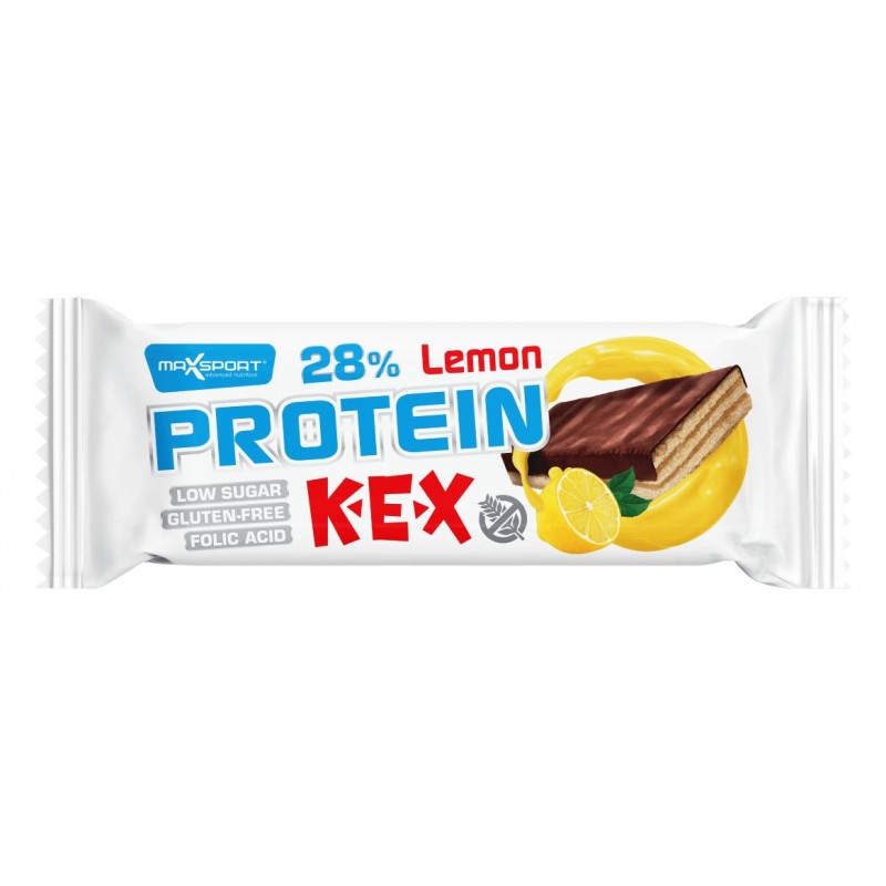 WAFELEK PROTEINOWY Z KREMEM O SMAKU CYTRYNOWYM W POLEWIE KAKAOWEJ BEZGLUTENOWY 40 g - MAXSPORT