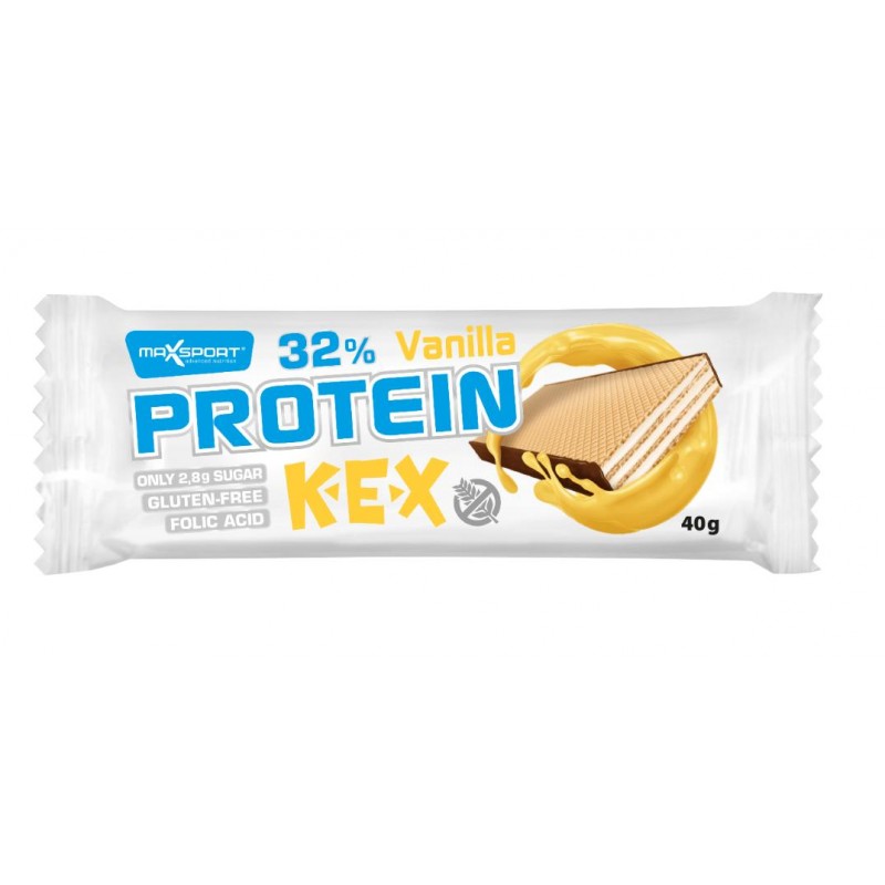 WAFELEK PROTEINOWY Z KREMEM O SMAKU WANILIOWYM W POLEWIE KAKAOWEJ BEZGLUTENOWY 40 g - MAXSPORT