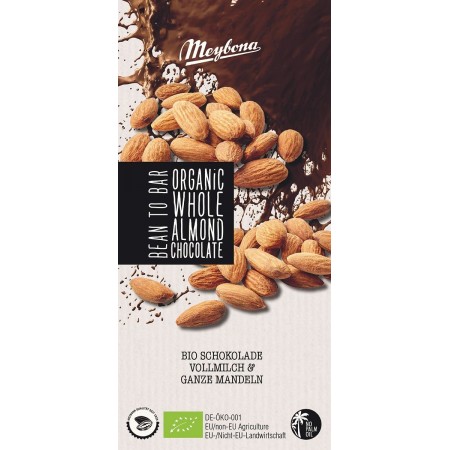CZEKOLADA MLECZNA Z CAŁYMI MIGDAŁAMI BIO 100 g - MEYBONA