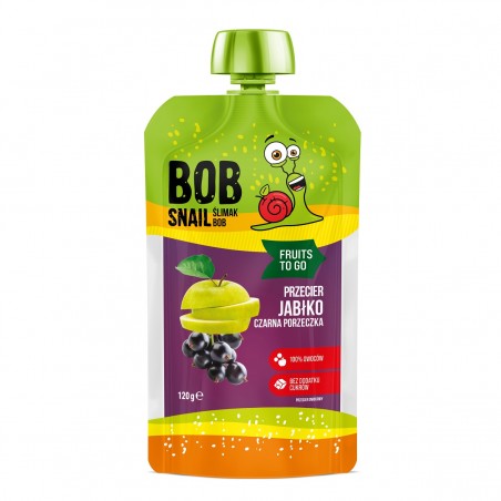 PRZECIER FRUIT TO GO JABŁKO - CZARNA PORZECZKA BEZ DODATKU CUKRU 120 g - BOB SNAIL