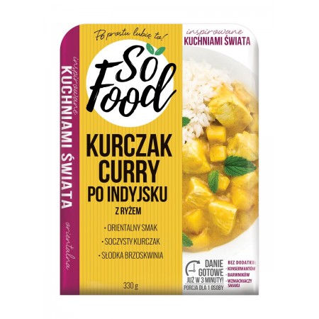 KURCZAK CURRY PO INDYJSKU Z RYŻEM 330 g - SO FOOD