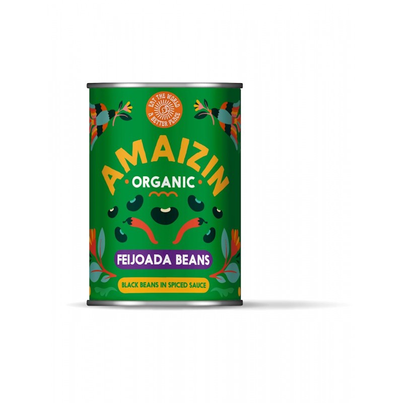 FEIJOADA - FASOLKA CZARNA W SOSIE POMIDOROWO - ZIOŁOWYM BIO 400 g - AMAIZIN