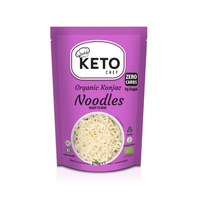 MAKARON KETO (KONJAC TYPU NOODLE GOTOWY NA WOKA) BEZGLUTENOWY BIO 270 g - KETO CHEF (BETTER THAN FOODS)