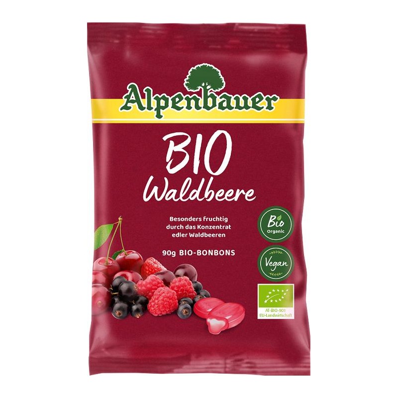 CUKIERKI Z NADZIENIEM O SMAKU OWOCÓW LEŚNYCH BIO 90 g - ALPENBAUER