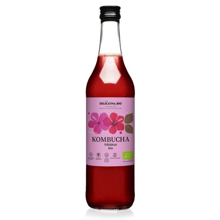 KOMBUCHA Z HIBISKUSEM BIO 500 ml - DELIKATNA (ZAKWASOWNIA)