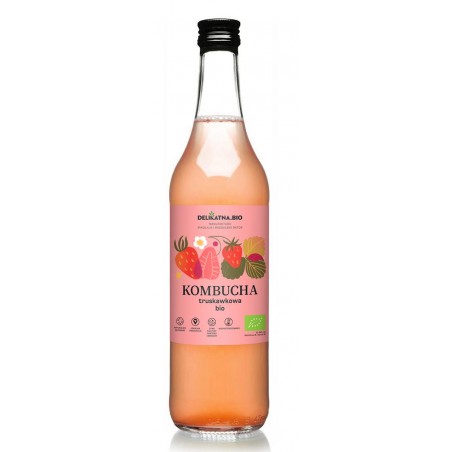 KOMBUCHA TRUSKAWKOWA BIO 500 ml - DELIKATNA (ZAKWASOWNIA)