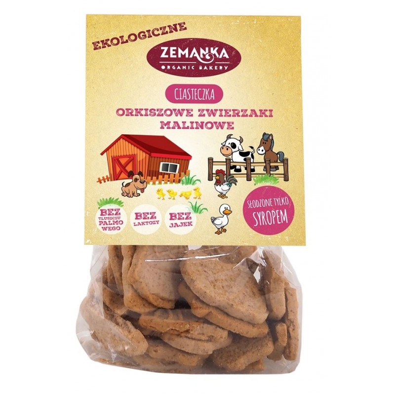 CIASTKA ORKISZOWE Z MALINAMI ZWIERZAKI BIO 100 g - ZEMANKA