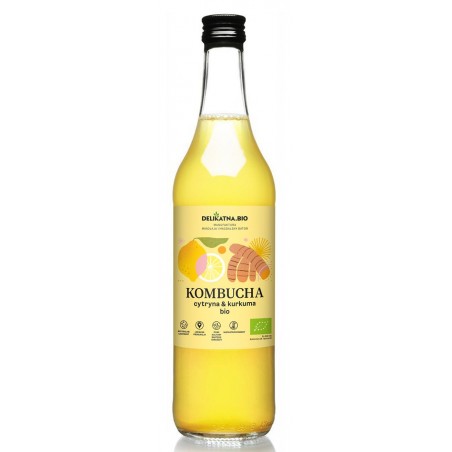 KOMBUCHA Z KURKUMĄ I CYTRYNĄ BIO 500 ml - DELIKATNA (ZAKWASOWNIA)