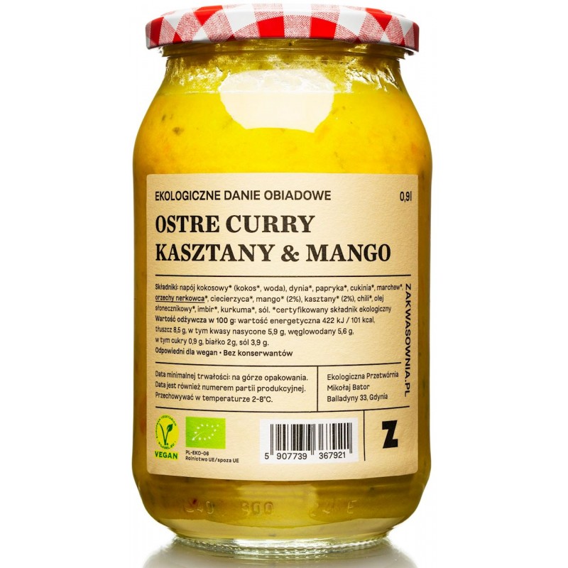 CURRY OSTRE Z KASZTANAMI I MANGO BIO 900 ml - DELIKATNA (ZAKWASOWNIA)