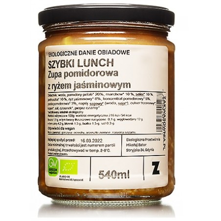 ZUPA POMIDOROWA Z RYŻEM JAŚMINOWYM BIO 540 ml - DELIKATNA (ZAKWASOWNIA)