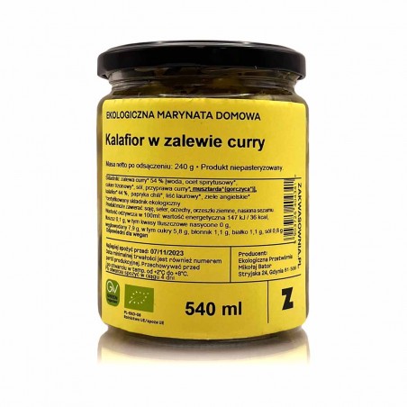 KALAFIOR MARYNOWANY W ZALEWIE CURRY BIO 540 ml - DELIKATNA (ZAKWASOWNIA)