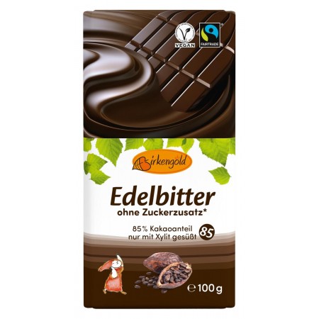 CZEKOLADA GORZKA 85 % BEZ DODATKU CUKRU FAIR TRADE 100 g - BIRKENGOLD