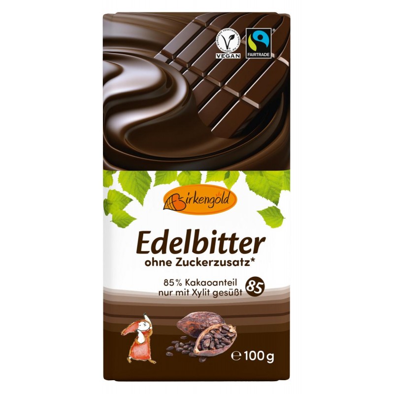 CZEKOLADA GORZKA 85 % BEZ DODATKU CUKRU FAIR TRADE 100 g - BIRKENGOLD