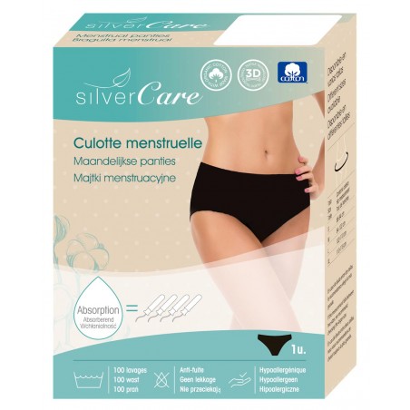 MAJTKI MENSTRUACYJNE BAWEŁNIANE HIPOALERGICZNE ROZMIAR M (94 - 102 cm) - SILVER CARE