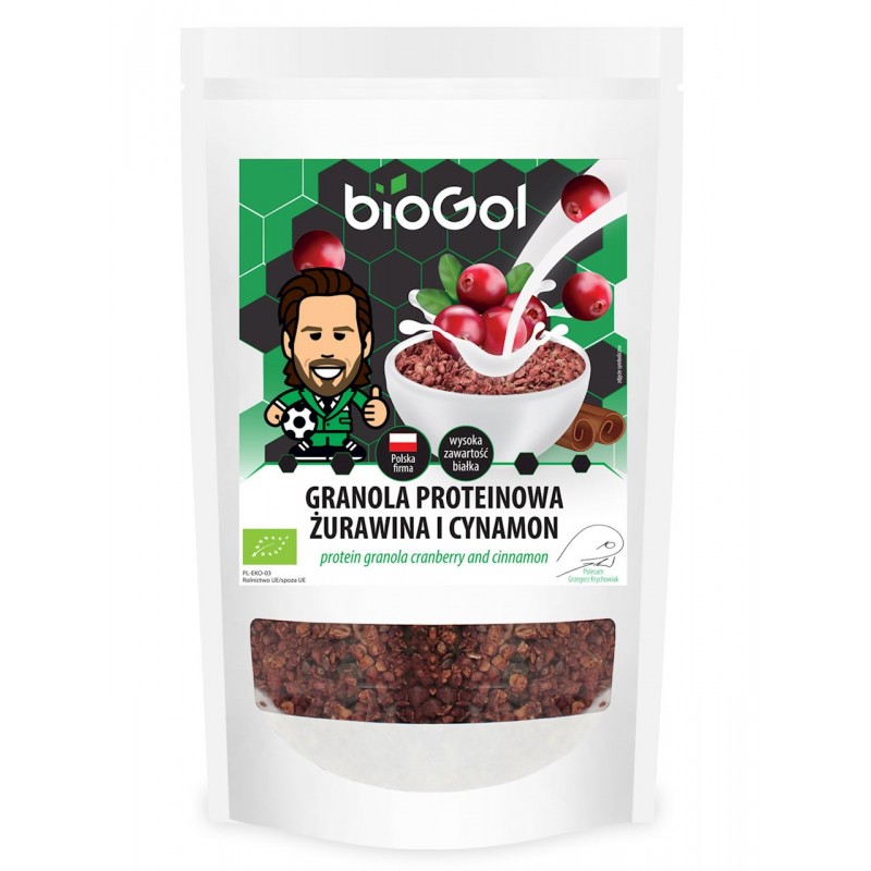 GRANOLA PROTEINOWA ŻURAWINA I CYNAMON BIO 200 g - BIOGOL