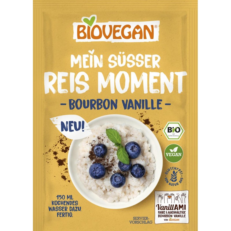 DESER RYŻOWY INSTANT Z WANILIĄ BOURBON BEZGLUTENOWY BIO 56 g - BIOVEGAN