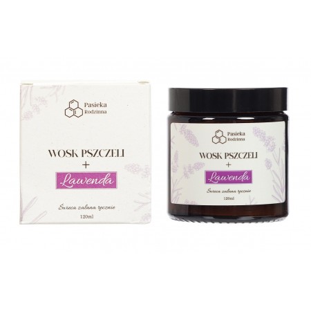 ŚWIECA ZAPACHOWA Z WOSKU PSZCZELEGO LAWENDA 120 ml - PASIEKA RODZINNA