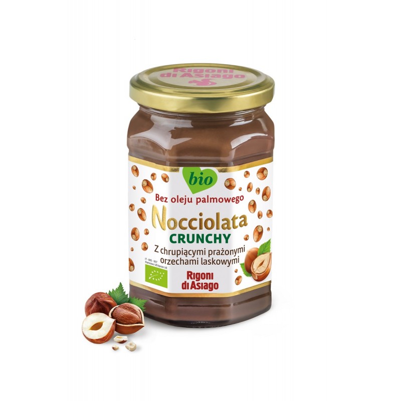 KREM Z ORZECHÓW LASKOWYCH I KAKAO CRUNCHY BEZGLUTENOWY BIO 250 g - NOCCIOLATA